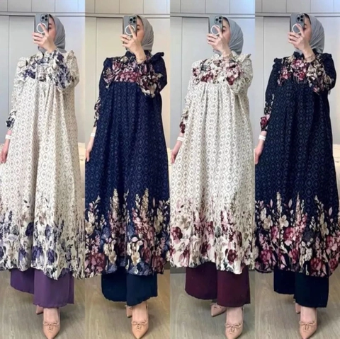 Khisna collection - Ready stook oneset tunik best seller an Namira motif cantik dan elegan