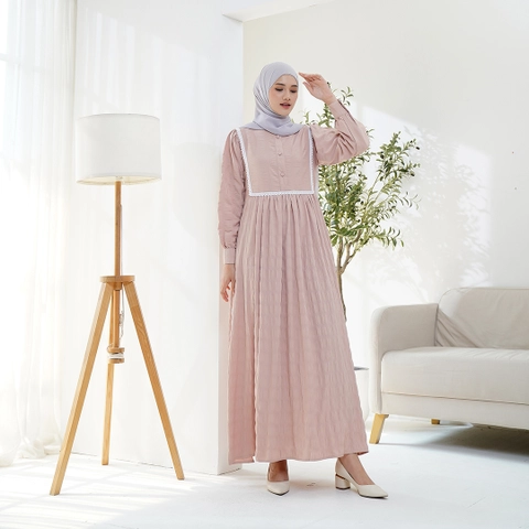 Lusianasae - Lusianasae - Cotton Basic Dress Cream Muslimah Crinkle Soft Premium