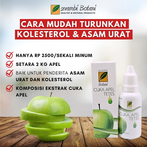 SERAMBI BOTANI - Cuka Apel Tetes - Obat Kolesterol dan Asam Urat