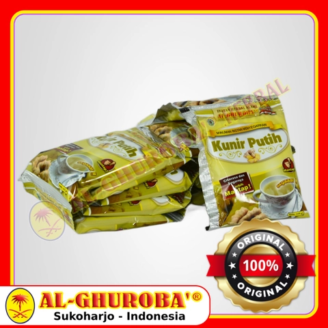 Al-Ghuroba Herbal - Kunir Putih Instan Herbal Demam - Mual- Asma- Nyeri Haid- Kanker Renteng 10 Sachet Al-Ghuroba