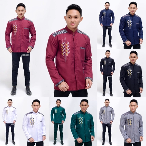 Batik Alfin - Baju koko pria dewasa bordir kombinasi batik lengan panjang keren banget