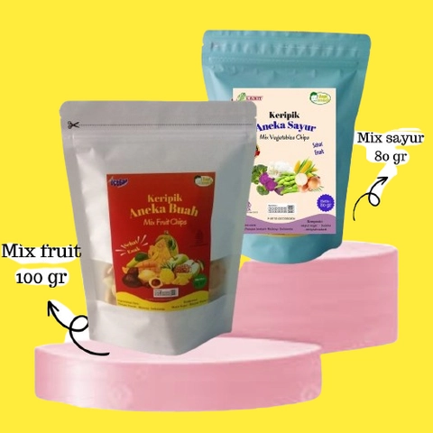 Pusat Oleh Oleh Malang - Snack Keripik Mix Buah dan Mix Sayur Kualitas Super 80 Gram