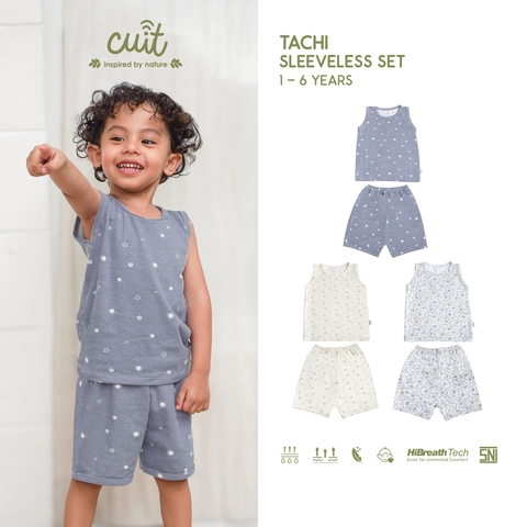 Kintakun Baby - KINTAKUN BABY X CUIT Tachi Setelan Pendek Tanpa Lengan Bayi Anak 1 - 6 Tahun Motif