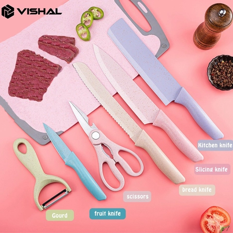 UTAMAMEGA - Pisau Set Ceramic 6In1 Dengan Warna Ceria