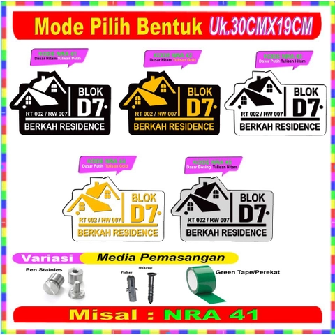 Pusat Advertising - Papan Nomor rumah akrilik Dekorasi Hiasan acrylic Ukuran 30cm x 19cm