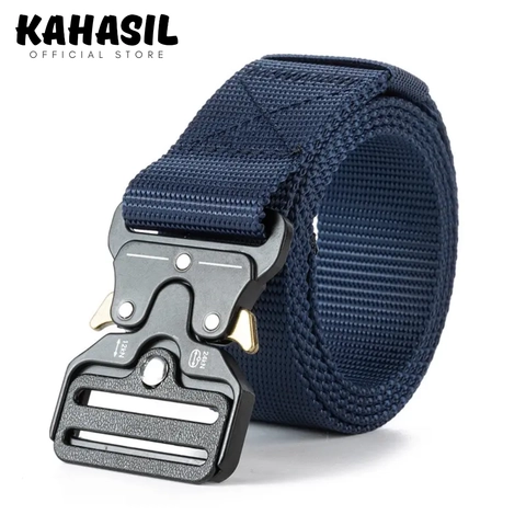 KAHASIL - Ikat Pinggang Sabuk Gesper Pria Tactical Nylon Kanvas Kepala Besi Panjang 120cm KHBELT55