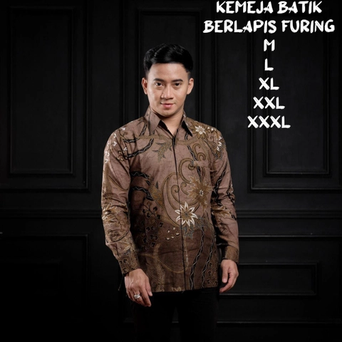 Kois Batik - Kemeja batik furing terbaru simpel motif melati sogan