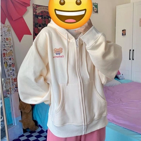 ALUS - Jaket Wanita Hoodie Zipper Cacho Bear Bahan Fleece
