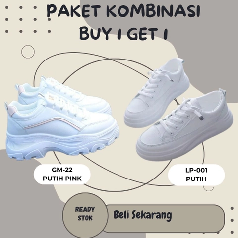 LUXIA - Paket Kombinasi Buy 1 Get 1 Sepatu Kets Sneakers Wanita Series GM-22 & LP-001