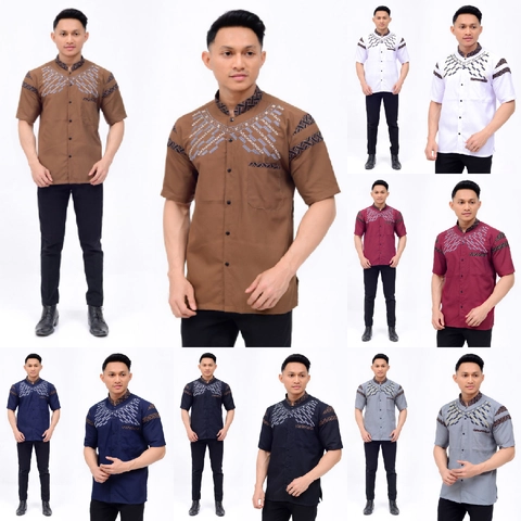 Batik Alfin - Baju koko bordir kombinasi batik lengan pendek model terbaru