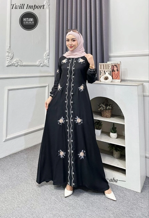 Khisna collection - Gamis twill aba bordir