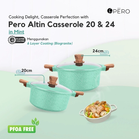 Pero Indonesia - Pero Altin Biogranite Casserole with Lid 20cm 24cm / Panci dengan Tutup Kaca
