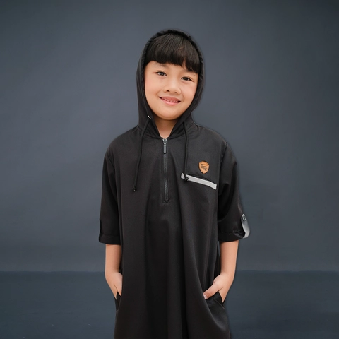 Kawan Muslim - Jubah Gamis Anak Hoodie Cowok Lengan Pendek 3/4 Bahan Katun Toyobo Premium Usia 1-14