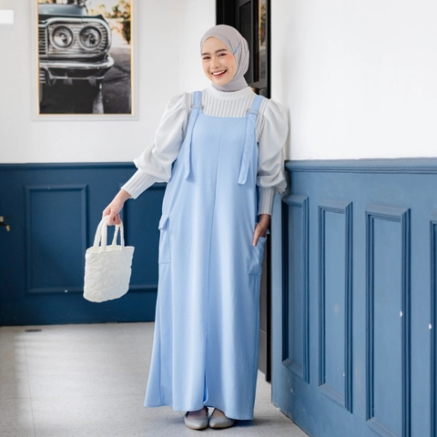 Mybamus - Dania Overall Cargo Dress - Overall Rok Kekinian - Dress Muslim Wanita - Jumpsuit Rok