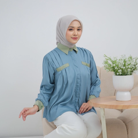 Sseolshop - Kemeja Rasya Oversize / Atasan Rayon Twill Baju Cewek Basic