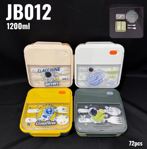 Alcante - Lunch JB 012 motif astronot 2 sekat / Kotak makan anak permium / Kotak bekal 1200ml