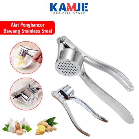KAMJE Alat Penghancur Pemotong Parutan Penggerus Bawang Putih Stainless Steel KMJ047