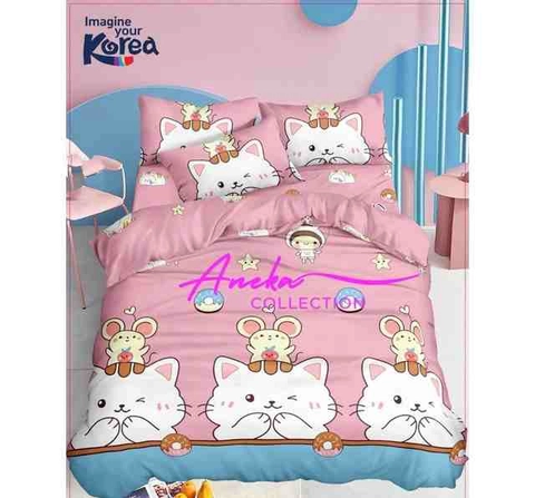 Aneka Collection - SPREI KATUN DISPERSE KASUR NO 1 UKURAN KING - CUTE KITTY N MOUSE
