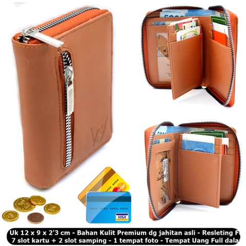 Lanc Fashion - Dompet Leather Geme Stand Kartu Pria Resleting Silver