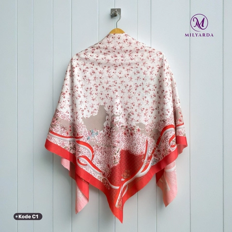 Milyarda Hijab - Hijab Segiempat Motif Voal Printing Edisi Merah Putih