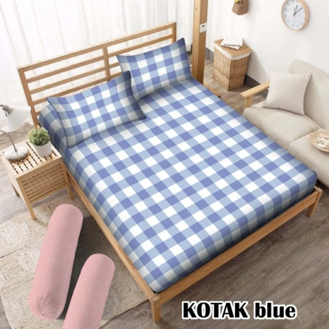 Rizky m - SPREI AESTHETIC MOTIF KOREA STYLE KOTAK BLUE