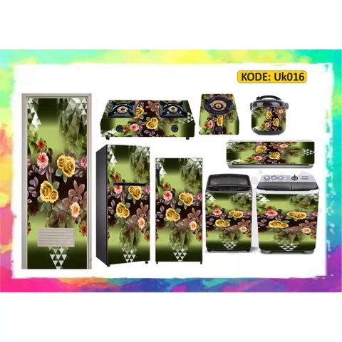 Pusat Advertising - Stiker UK016 motif bunga kompor 1 dan 2 tungku magicom kulkas mesincuci pintu WC dan AC