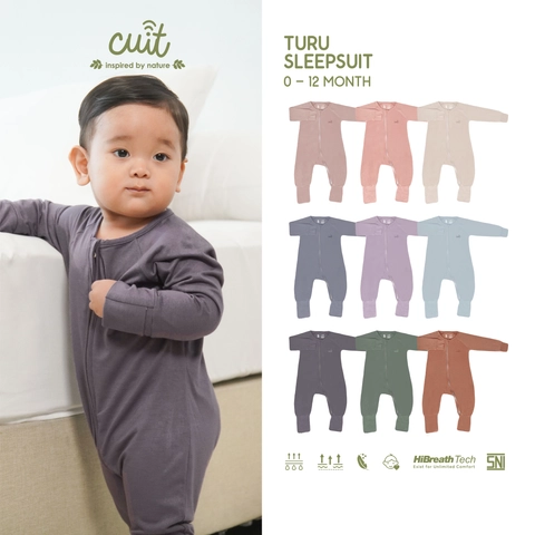 Kintakun Baby - Turu Double Zipper Sleepsuit Eco Baby 0 - 12 Bulan Katun Baju Tidur Bayi Unisex