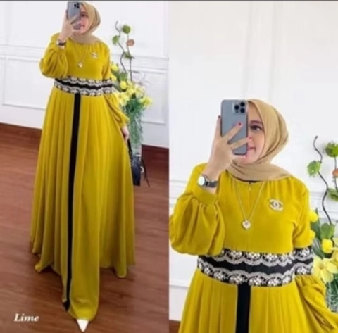 Bursanekashop - dress ceruty alika / gamis safira / gamis pesta lebaran mewah