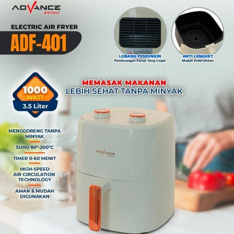 Advance Digitals Indonesia - Electric Air Fryer ADF-401 Ukuran 4 Liter Menggoreng Tanpa Minyak