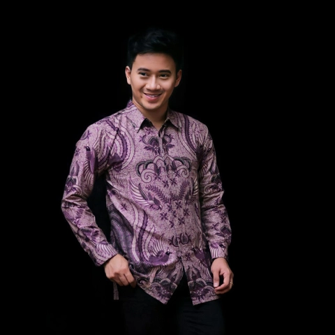 Kois Batik - Kemeja batik pria dewasa ungu muda