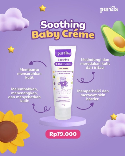 Reglow skincare - PURELA Skincare Anak Soothing Baby Cream 70gram
