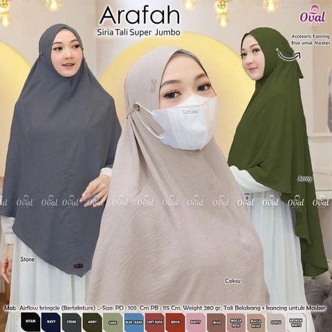 Griya Busanaku Solo - Arafah siria tali super jumbo+kancing untuk masker / Jilbab siria jumbo