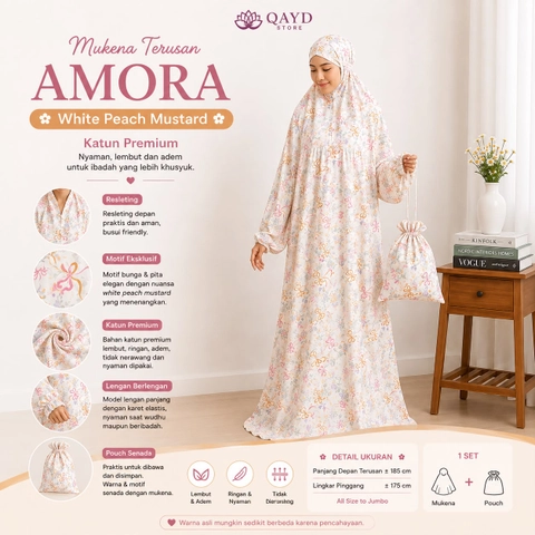 qaydstoreid - Beli 1 Gratis 1 Mukena Terusan Jumbo Dewasa Amora Free Tas Serut