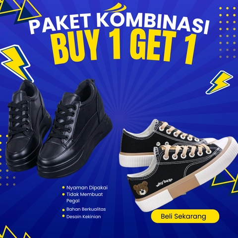 Koekita - Paket Kombinasi Buy 1 Get 1 Sepatu Kets Sneakers Wanita LV-01 & WB-02