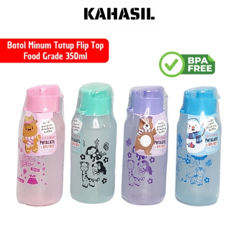 KAHASIL - Botol Minum BPA Free 350ml Bottle Tempat Air Tutup FlipTop Souvenir Ulang Tahun Bingkisan