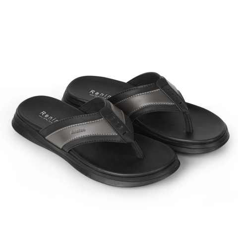 RENINE ALZ 9002 Black - Coffee Sandal Kulit Pria Jepit