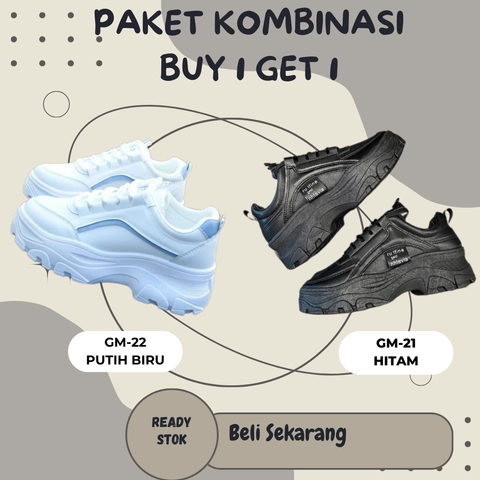 LUXIA - Paket Kombinasi Buy 1 Get 1 Sepatu Kets Sneakers Wanita Series Nhtevia GM-21 & GM-22