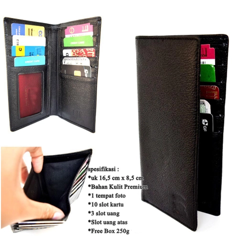Lanc Fashion - Dompet Kulit Pria lipat Panjang Hitam Premium Leather Black