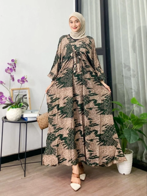 Nauriya Fashion - KAFTAN KAMILA ALLSIZE JUMBO LENGAN ABAYA DEPAN ADA TALI