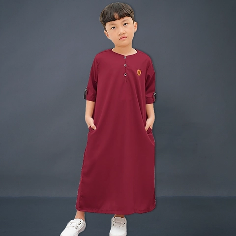 Kawan Muslim - Baju Jubah Gamis Anak Laki Lengan Pendek Premium Polos Hitam Size 1 Sampai 14 Tahun