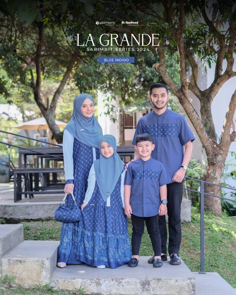 Yasmeera Official - Baju Sarimbit La Grande 2024 - Blue Indigo