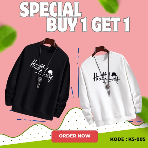 LUXIA - Sweater Hoodie Pullover Premium Motif Fleece Tebal Outerwear Basic KS-005