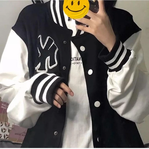 ALUS - Jaket Unisex Bomber Varsity Baseball NY Bordir Bahan Fleece