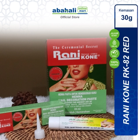 Abahali Mart - Rani Kone 82 Merah 30gr Henna Pewarna Alami Warna Merah Cerah Asli India