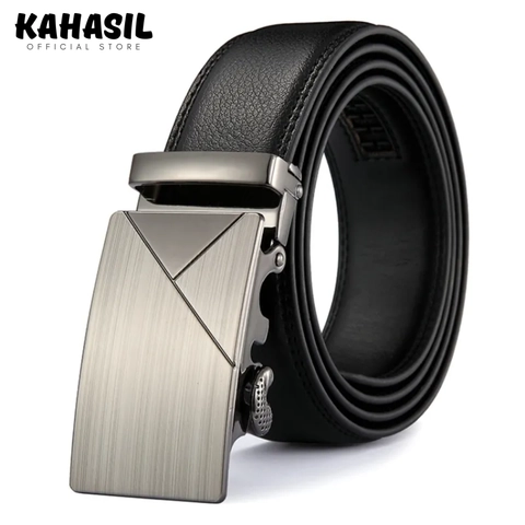 KAHASIL - Ikat Pinggang Sabuk Gesper Pria Kulit Kepala Besi Model Rel Panjang 120cm KHBELT041