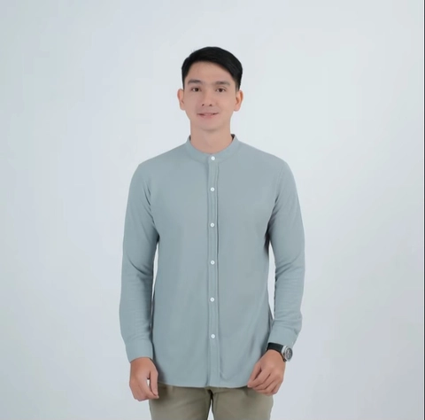 MR DEE - Kemeja panjang mandarin pria mint