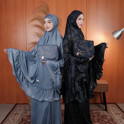 Sakura Baru - Mukena Mimah Motif Magnolia Mimoza Strechy Rample Mukenah Wanita Dewasa