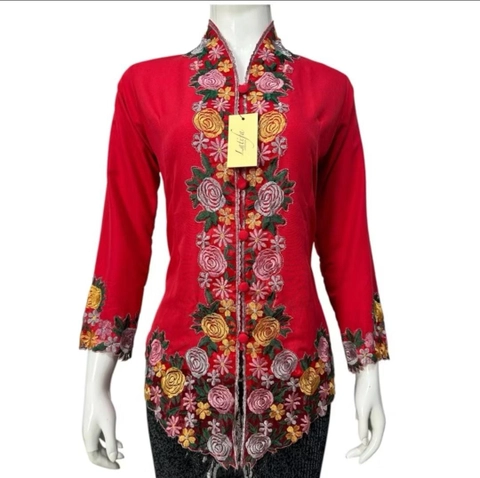 Rizki Electronics - Kebaya Encim Bordir Warna Motif Bunga