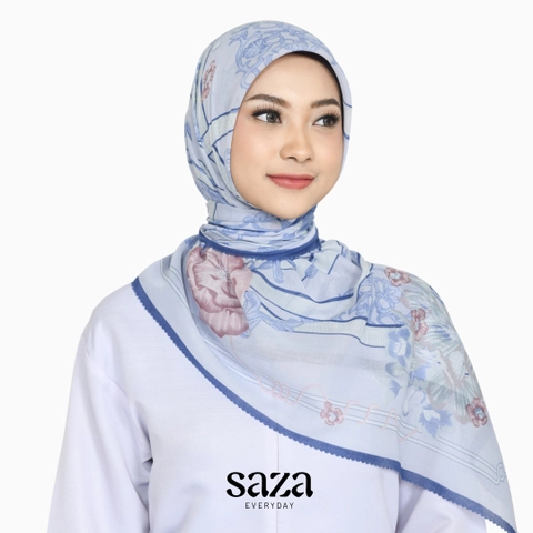 SAZA Everyday - Noura Series Sky Bloom / Voal Square / Hijab Motif Voal Segiempat / Hijab Motif
