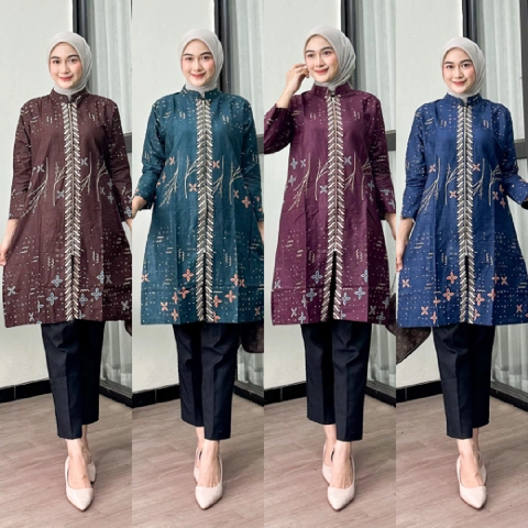 Kois Batik - Batik Atasan Wanita Tunik Modern Kikinian Terbaru Motif anjani